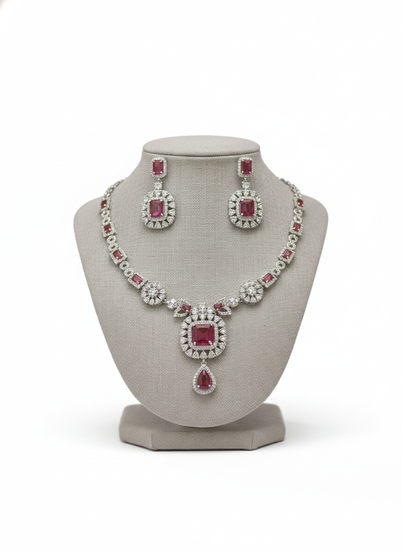 Red american diamonds necklaces