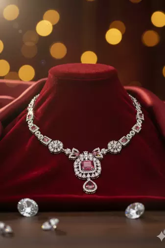 Red american diamonds necklaces
