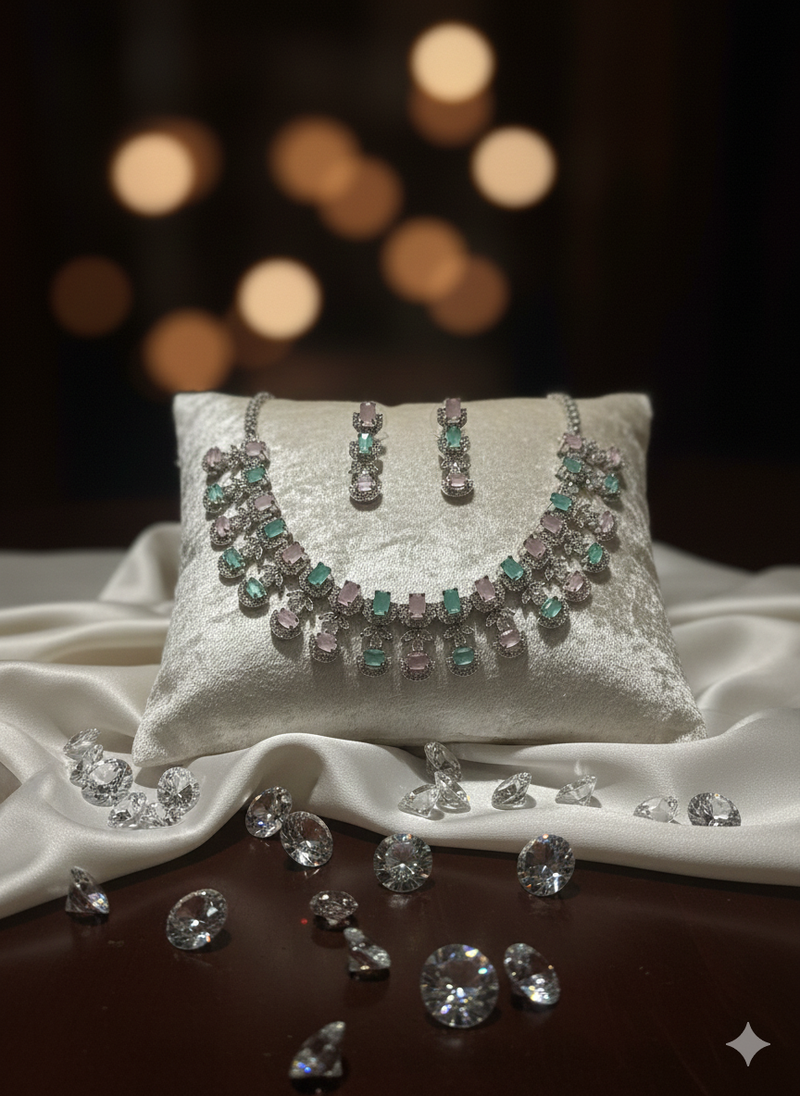 Multicolor american diamonds necklaces