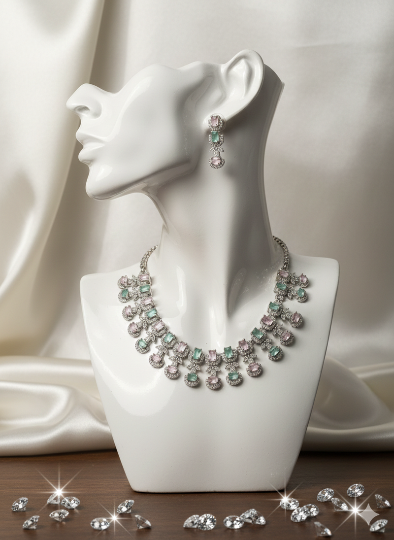 Multicolor american diamonds necklaces