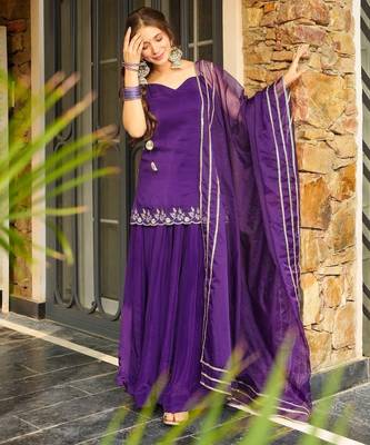 Purple Organza Lace Embroidered Kurta Set 1