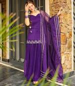Purple Organza Lace Embroidered Kurta Set