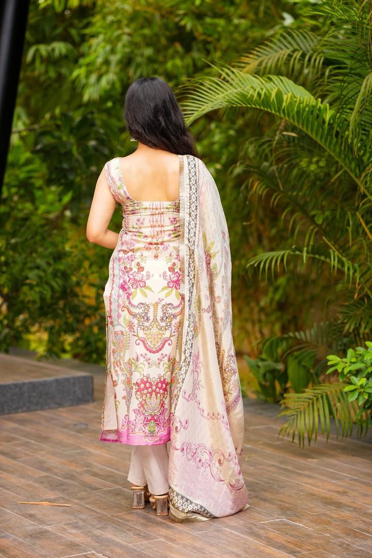 Cream Embroidered Kurta Set