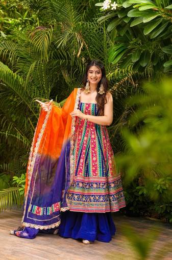 Blue Embroidery Kurta Palazzo Set