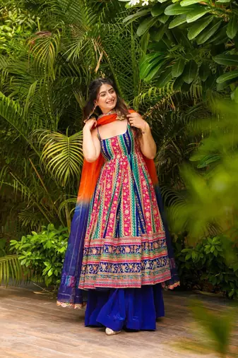 Blue Embroidery Kurta Palazzo Set