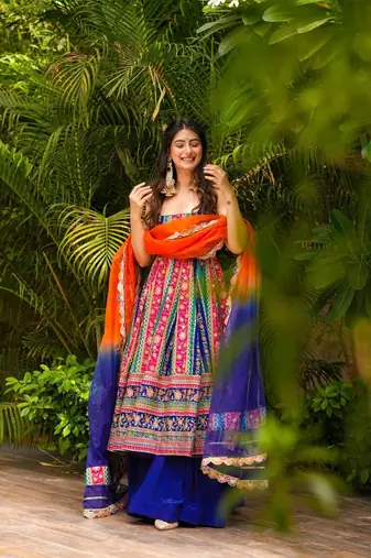 Blue Embroidery Kurta Palazzo Set
