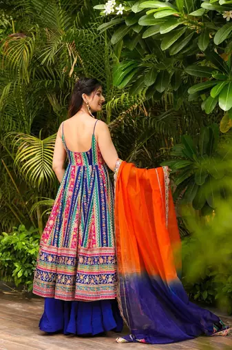 Blue Embroidery Kurta Palazzo Set