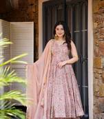 Pink Georgette Embroidered Kurta Set