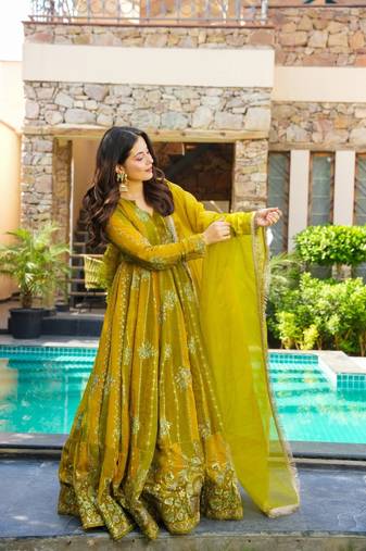 Yellow Embroidered Maxi Set