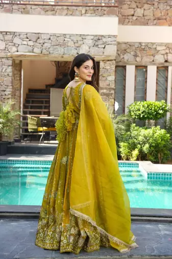 Yellow Embroidered Maxi Set