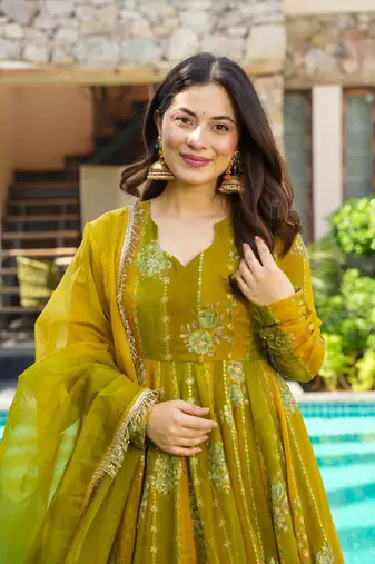 Yellow Embroidered Maxi Set