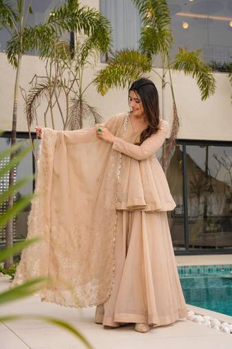 Peach Embroidered Kurta Set