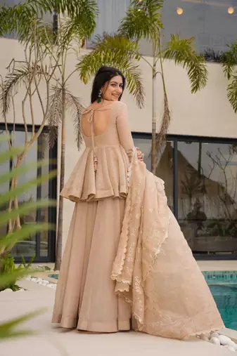Peach Embroidered Kurta Set