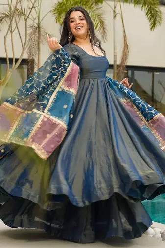 Dark Blue Embroidered suit set