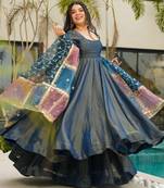 Dark Blue Embroidered suit set