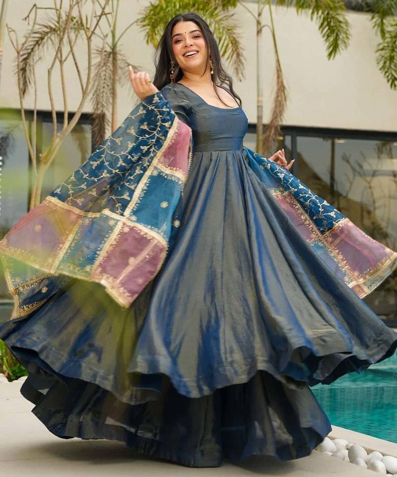 Dark Blue Embroidered suit set