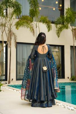 Dark Blue Embroidered suit set 4