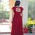 Red georgette multithread beads and sequins embroidery gown