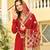 Red faux blooming embroidered zari sequins work gown with dupatta