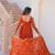 Orange embroidered chiffon anarkali set with dupatta