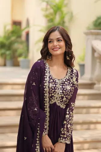 Eilara wine festival special sequins embroideres gown with dupatta
