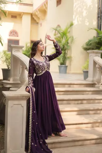 Eilara wine festival special sequins embroideres gown with dupatta