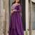 Purple star georgette beads and sequins embroidered work gown