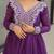 Purple star georgette beads and sequins embroidered work gown
