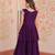 Purple designer faux blooming embroidered gown with bead work & canvas patta