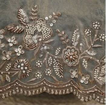 grey silk hand embroidery lehenga choli & dupatta 5