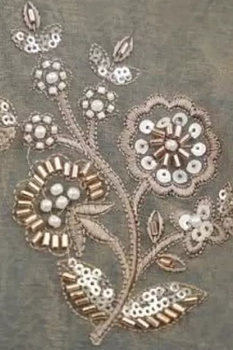 grey silk hand embroidery lehenga choli & dupatta