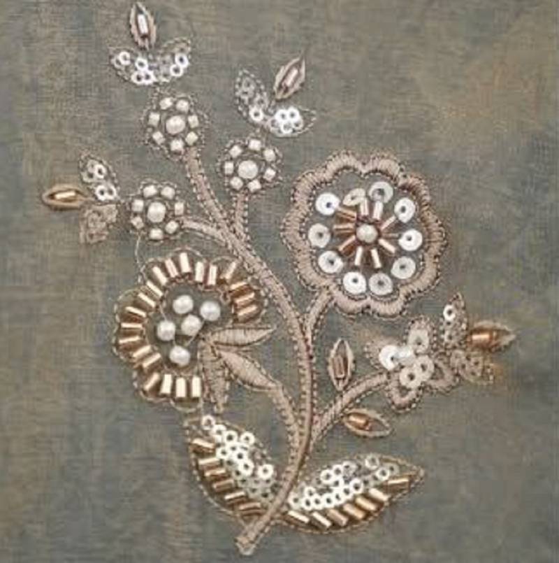 grey silk hand embroidery lehenga choli & dupatta