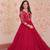 Rani pink faux blooming embroidered sequins zari work gown
