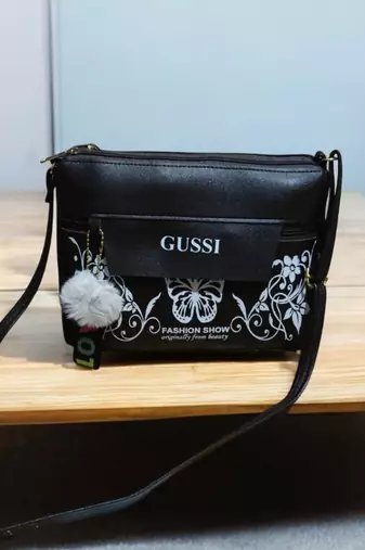Women Black Butterfly Printed Mini Sling Bag Stylish Side Purse