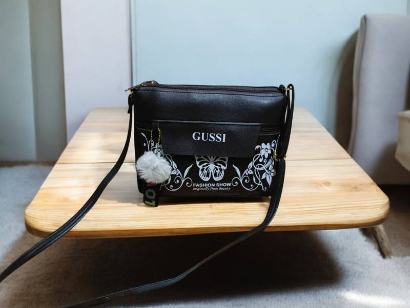 Women Black Butterfly Printed Mini Sling Bag Stylish Side Purse