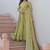 Green gold crush fabric embroidered gown set with matching dupatta     sequins & multi thread work