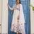 off-white organza floral printed anarkali gown set with dupatta & pant