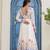 off-white organza floral printed anarkali gown set with dupatta & pant