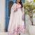 off-white organza floral printed anarkali gown set with dupatta & pant