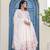 off-white organza floral printed anarkali gown set with dupatta & pant