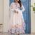 off-white organza floral printed anarkali gown set with dupatta & pant