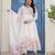 off-white organza floral printed anarkali gown set with dupatta & pant
