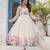 off-white organza floral printed anarkali gown set with dupatta & pant