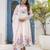 off-white organza floral printed anarkali gown set with dupatta & pant