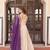 Off-white jacquard gown with purple dupatta