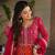 Pink faux georgette anarkali suit with zari sequins embroidery festive wear