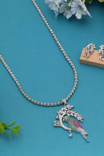 Multi color american diamond necklace set