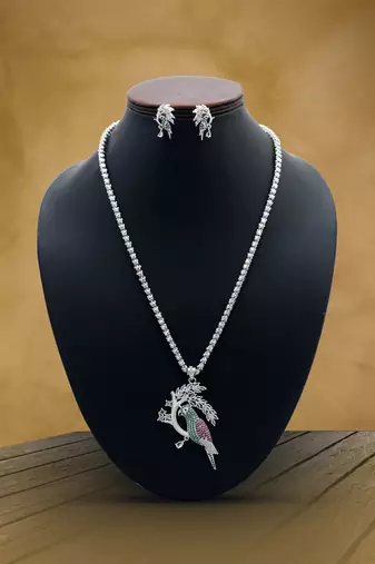 Multi color american diamond necklace set