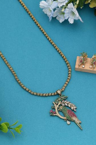 Multi color american diamond necklace set