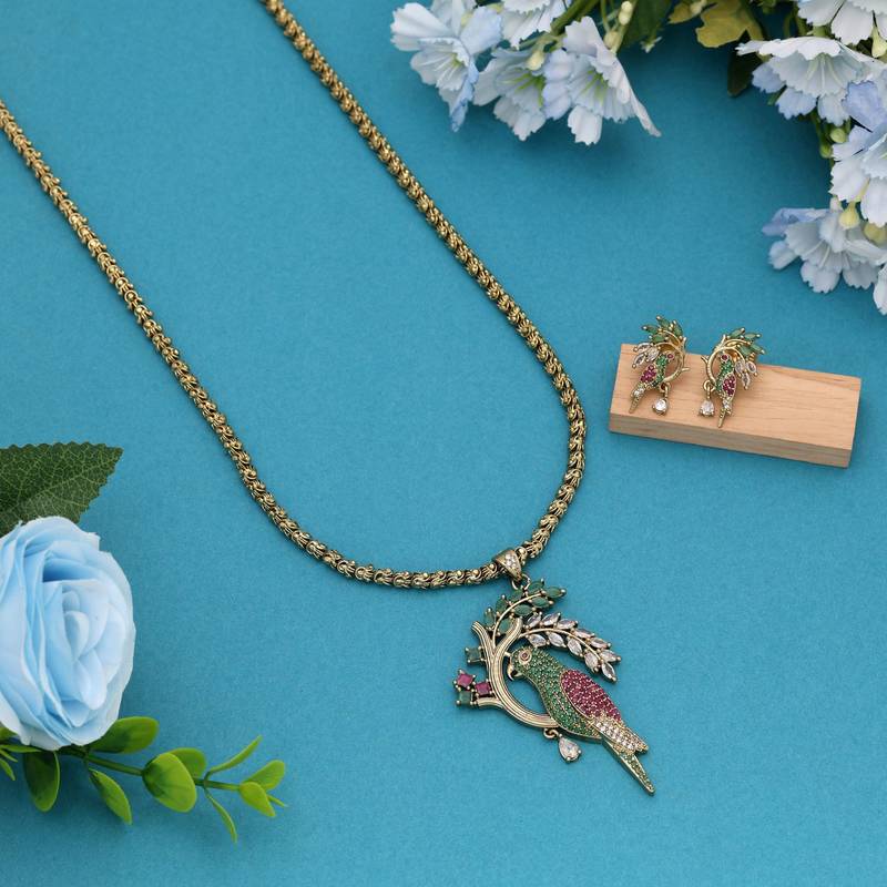 Multi color american diamond necklace set